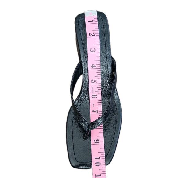 Nwot Zara Women's Black Patent Square Toe Block Heel Thong Sandals Size 39 - Picture 8 of 9